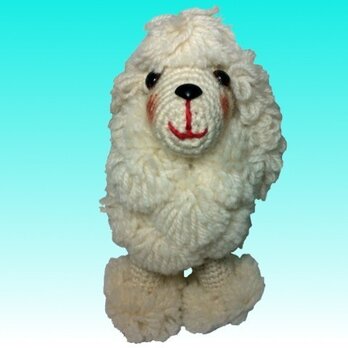 スタンダードプードル 手編み犬あみぐるみホワイト ハンドメイドの画像
