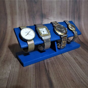 腕時計スタンド　オールブルー4本掛けコルク腕時計スタンド　ak-design　No211202の画像