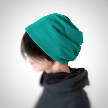 ターバンな帽子　グリーン＋黒　送料無料の画像