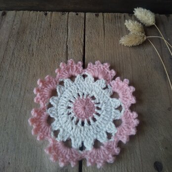 ニット×コットンのコースター　