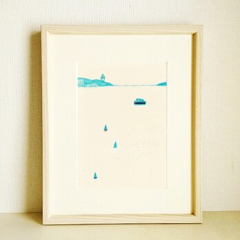オーダー制作｜原画「静かな海」※木製額縁入り（八つ切りサイズ）の画像