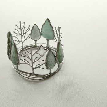 ガラスのリース［冬の森］スタンド型（緑）の画像