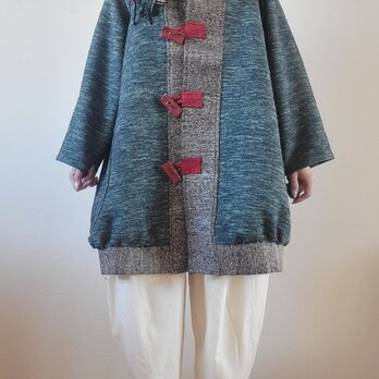 着物リメイク　古布　手作り　　裂織　コートの画像