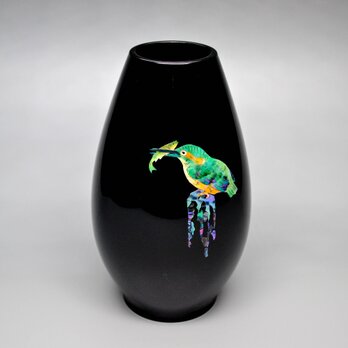 かわせみ 華A型 花瓶　　　　　[銅製・金胎漆器+螺鈿]の画像
