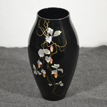 からす瓜　細壺型 花瓶　　　　　[銅製・金胎漆器+螺鈿]の画像