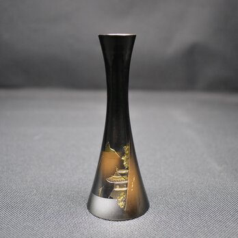 山水　豆三角　国光花瓶　　　　　[銅製・手彫り彫金]の画像