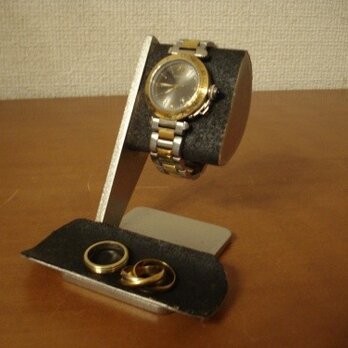 父の日　刻印　名入れ　ラッピング　ブラック半円トレイ付き腕時計スタンド  No.130228の画像