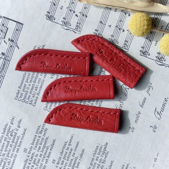 イタリア革の鉛筆キャップ（赤）／えんぴつカバー／４個セットの画像