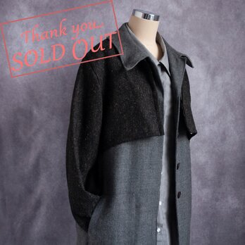 【完全一点物】コート２点セット　ウールコート　×　ショート丈ウールコート（グレー）の画像