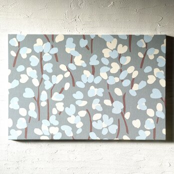 北欧風 ほっこり 木の実 grayblue ファブリックパネル 木製ファブリックボード 大きめサイズの画像