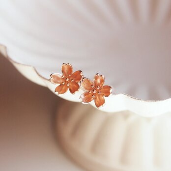 【Lサイズ】K18PG色褪せないジュエリー桜のピアス【送料無料】一輪の桜の画像