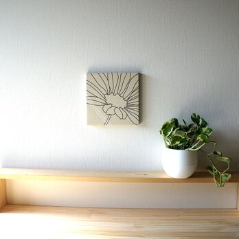 モダンお花の北欧風ファブリックパネル pasar 木製ファブリックボード ベージュ＆ブラックの画像