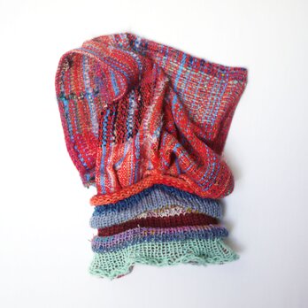 【織り×編み】鮮やかなバラクラバ 　フード付きネックウォーマーの画像