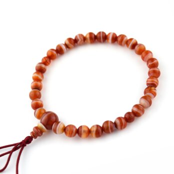 6mm 赤縞瑪瑙共仕立 腕輪　UDA7