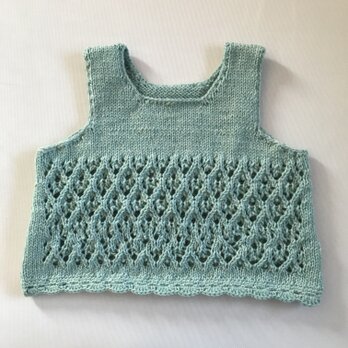 ウール100%   棒編みとかぎ針編みのベスト　編物　毛糸　M-Lサイズの画像