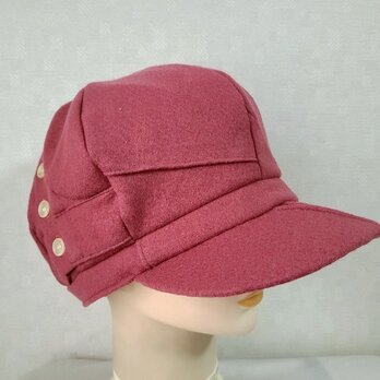 魅せる帽子☆ウールとコットンプリントのリバーシブルキャスケット～ローズピンクの画像
