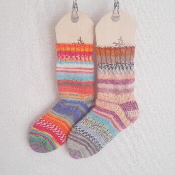 ウールの手編み靴下「イロトリドリ」の画像
