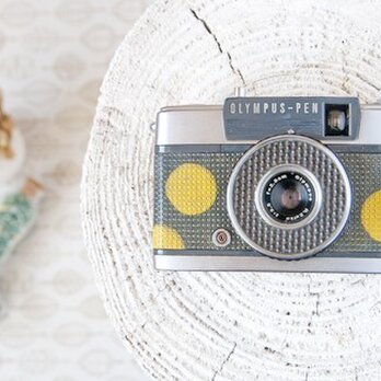 OLYMPUS PEN-EE 水玉柄ネイビー＆イエロー