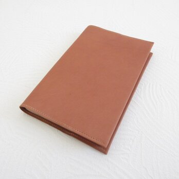 新書サイズ、コミック対応《ゴートスキン》ライトブラウン・シュリンク・一枚革のブックカバー・0783の画像