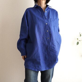 リネンのロングシャツ　ブルー　No.265-09の画像