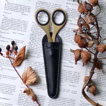 イタリア革のはさみケース／黒