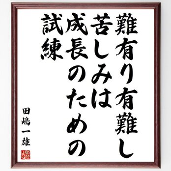 田嶋一雄の名言「難有り有難し、苦しみは成長のための試練」額付き書道色紙／受注後直筆／Y3873の画像