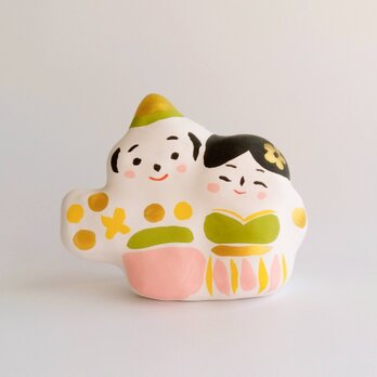 張り子　春のひな人形 小【若草色】(ト)の画像
