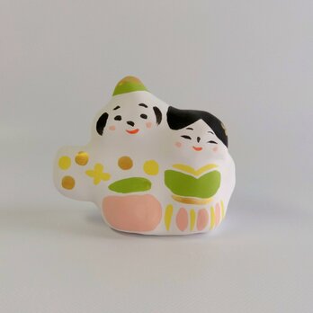 張り子　春のひな人形 小【若草色】(イ)