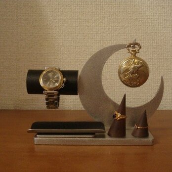 腕時計スタンド　腕時計、懐中時計ブラックトレイ＆リングスタンド未固定バージョン　　ak-design　受注製作 N15611の画像