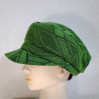 魅せる帽子☆ジャガードニットのリバーシブルキャスケット～グリーンの画像