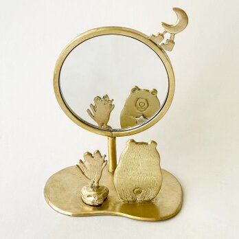受注制作「月夜のできごと。」鏡の置き物　真鍮の画像