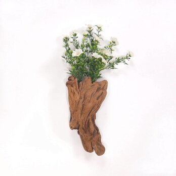【温泉流木】花束のようなかわいい変形流木の壁掛け花器 花瓶 流木インテリアの画像