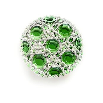 東京切子帯留め　丸　光籠目　緑の画像
