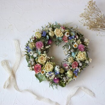 spring full bloom wreath（ドライフラワーリース）の画像