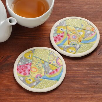 【再販】まんまるコースター（2枚組） ～萌黄の庭～