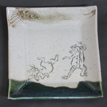 正方形陶板(鳥獣戯画)の画像