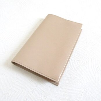 新書サイズ、コミック対応《ゴートスキン》パールピンク・一枚革のブックカバー・0793の画像