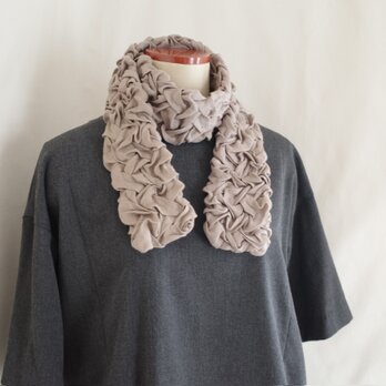 リネン刺繡のロングマフラー・brownの画像