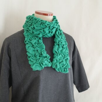 リネン刺繡のロングマフラー・greenの画像