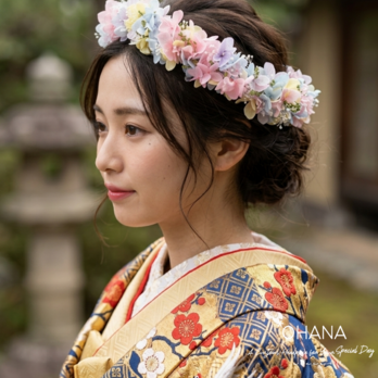 【夢色パステル】紫陽花  花冠 結婚式 前撮り ウェディング 卒業式 袴 成人式 ヘッドドレス カチューシャ OHANA
