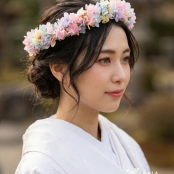 【夢色】紫陽花  花冠 結婚式 前撮り ウェディング 卒業式 袴 成人式 ヘッドドレス カチューシャ OHANA