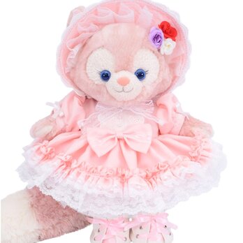 リーナベル 服 着せ替え コスチューム ボンネット付フリルドレス 桜色 改良版 本体無 Sサイズ用 送料無料