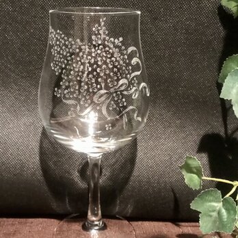 ライラックの花束のグラス〜手彫りガラス〜の画像