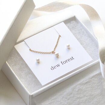 シンプルの極み！極小 真珠のピアス＆ネックレスのセット 14kgf パール --Minimalism--の画像