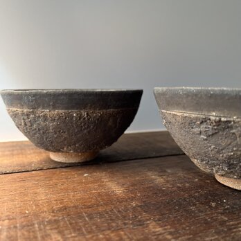 黒釉&黒泥彩　茶碗　小(small)の画像