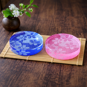 金彩ガラスペーパーウェイト　「桜　ピンク」