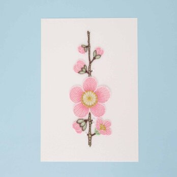 刺繍カード　春の花　（ピンク）の画像