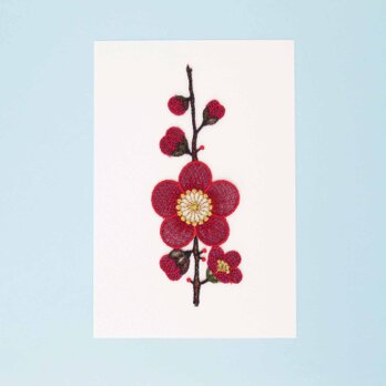 刺繍カード　春の花　（ボルドー）の画像
