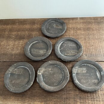 黒釉&黒泥彩　豆皿　or カップ蓋　(round with a edge pattern③)の画像