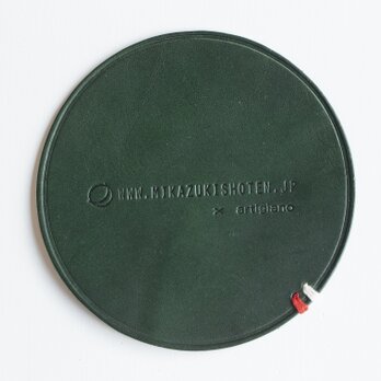 【コラボ商品】おうち時間を楽しむレザコースター（丸型）グリーン　イタリアンレザー　革　雑貨　mk-01buの画像